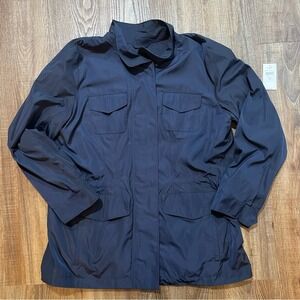 J Jill India Ink Navy Utility Jacket Lightweight Zip Front Pockets Size M